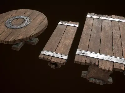 Old Medieval Viking table game ready low poly model  Low-poly 3D model