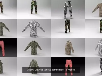Military Clothing Various camouflage  3D Model Pack