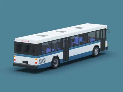 Cartoon Stylized City Bus Classic 80s Low-poly 3D model