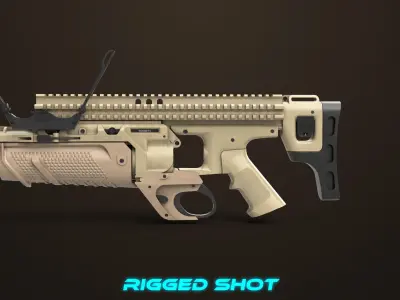 4 Grenade Launcher Brown All PBR Unity UE Textures Included 3D Model Pack