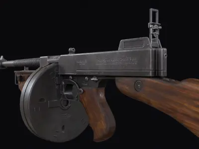 Thompson Submachine Gun Low-poly 3D model get