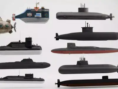 Submarine Pack Of 10 3D model