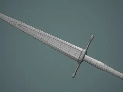 Red clan medieval fantasy sword Low-poly 3D model