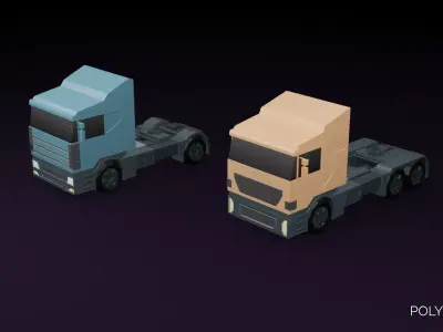 Trucks and Trailers - PolyPack - Low Poly Assets Low-poly 3D model