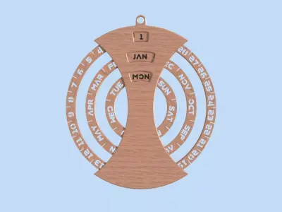 Mechanical timber wall calendar  3D model
