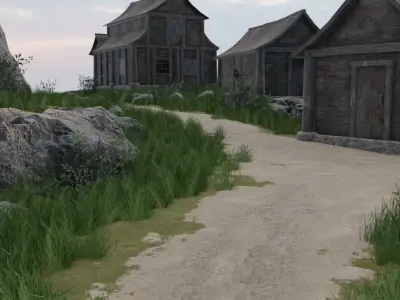 Mountain Village Landscape 3D model get