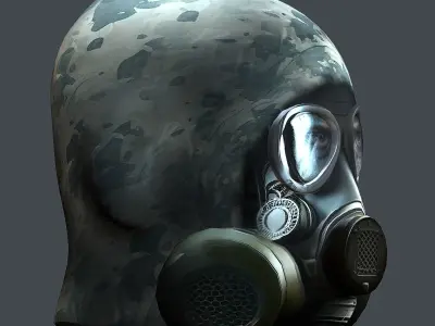 Gas mask helmet 3d model military combat Low-poly Low-poly 3D model 10