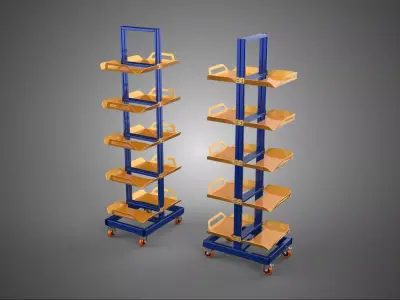 VERTICAL UP SHOP SHELVING STORAGE CART RACK TIERED WHEELS CASTOR 3D model