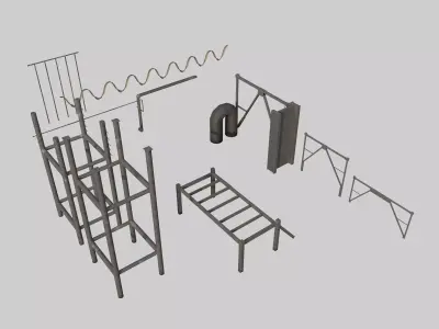 Hanger Pipes and Supports Low-poly 3D model