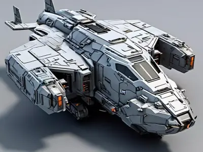 Scifi Dropship VTOL Gunship Low-poly 3D model