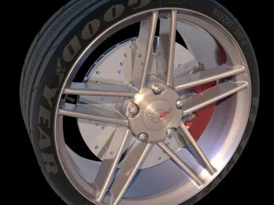 C6 Corvette Wheel and Rim Free low-poly 3D model