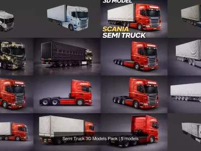 Semi Truck 3D Models Pack