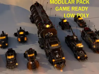 Apocalyptic Car Modular Pack Low-poly 3D model by HavolkStudio from CGTrader