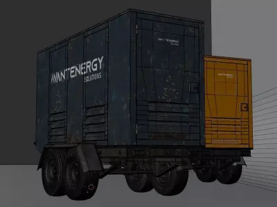 Mobile Generator Trailer New and Worn Versions Low-poly 3D model