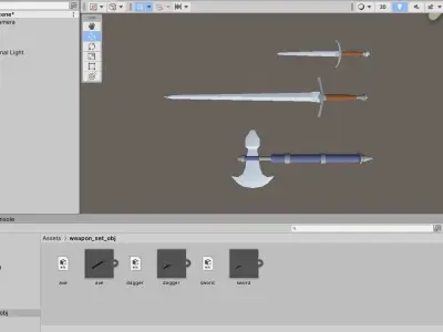 Weapon set axe Free low-poly 3D model