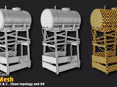 6 Fuel Tank Base Mesh Low-poly 3D model