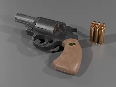 Low Poly Game Ready SnubNose Pistol Low-poly 3D model