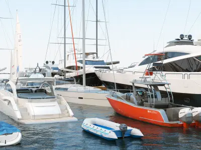 50 Yachts and Boats collection 3D model