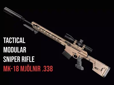Tactical Modular Sniper Rifle MK 18 Mjolnir Low-poly 3D model