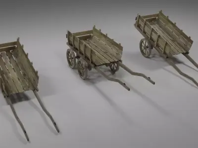Wooden Cart Free low-poly 3D model purchase