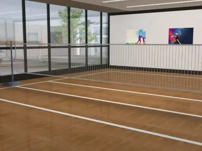 Indoor badminton court 3D model