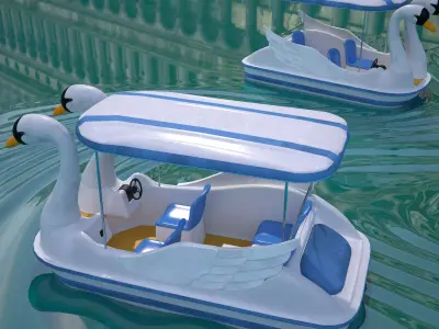 Pedal boat - Swan Low-poly 3D model