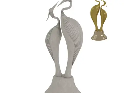 Bird statue Low-poly 3D model