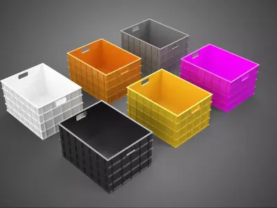 STANDARD YELLOW PURPLE ORANGE WHITE BLACK GRAY PLASTIC CRATE BOX 3D model
