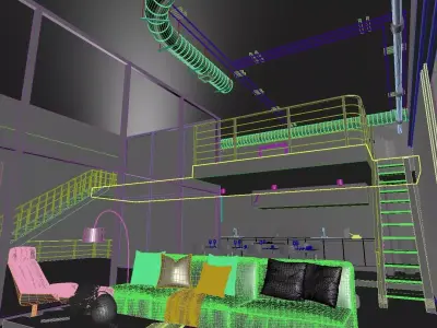 INDUSTRIAL INTERIOR SCENE 3D model purchase