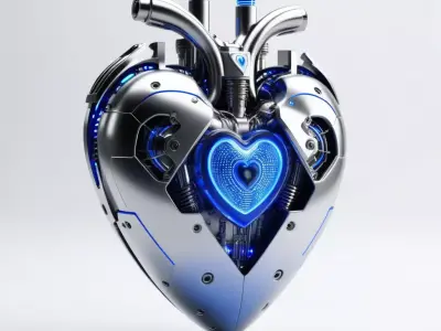 Cybernetic Heart with Blue LEDs 3D model
