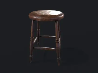 Antique Old Chair Low-poly 3D model