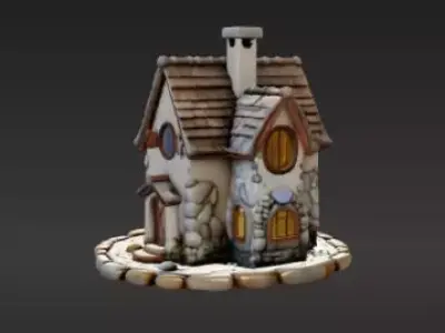 Whimsical Fairy Tale Home Stylized Fantasy House 3D model