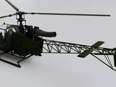 Helicopter Alouette II Low-poly 3D model