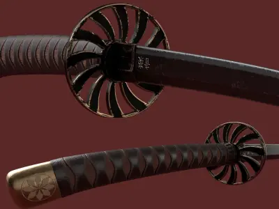 Katana Sword Blade Low-poly 3D model Low-poly 3D model