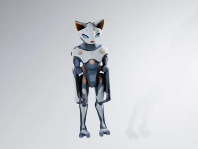 Robotic Cat 3D Model - Sci-Fi Asset for Games and Animations 3D model