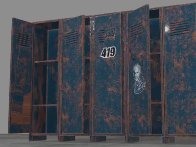 old Lockers Low Poly 3D model Low-poly 3D model