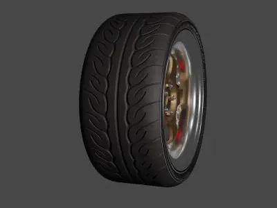 complete car wheel set work meister s1 3D model
