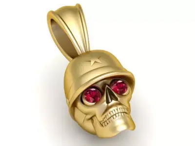 Military Skull Pendant 3D Printable Model 3D print model