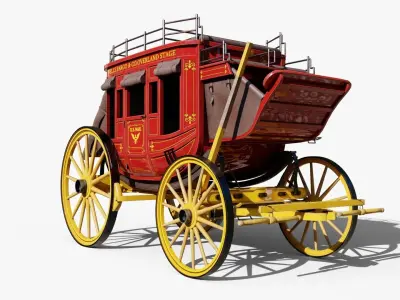 Stagecoach Wagon Low-poly 3D model