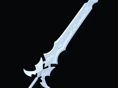 Handpainted Fantasy Holy Sword Low-poly 3D model Low-poly 3D model
