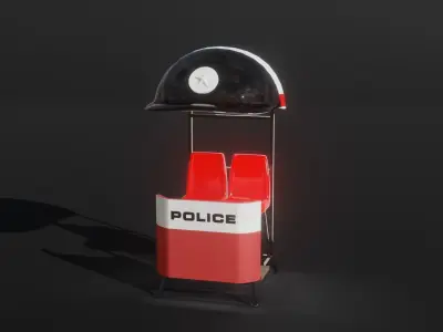 Police booth 3D model Low-poly 3D model
