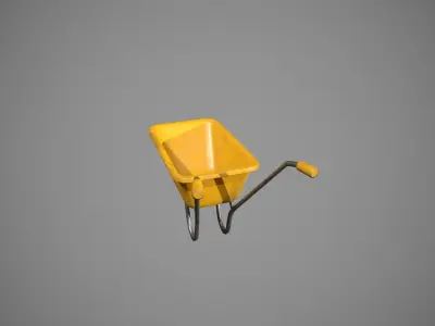 Yellow Wheelbarrow Low-poly 3D model