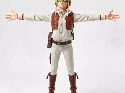 Aviator Girl Pilot model pack Low-poly 3D model