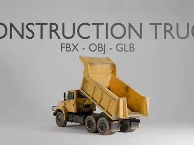 Construction Dump Truck 3D Model - Heavy Vehicle - FBX OBJ GLB 3D model