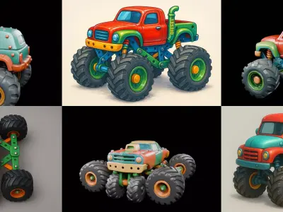 Monster Truck bundle 2 pack 100 glb 3D model