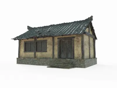 Asian ancient yellow brick houses 3D model