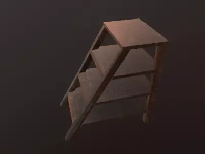 Small Wooden Ladder Low-poly 3D model