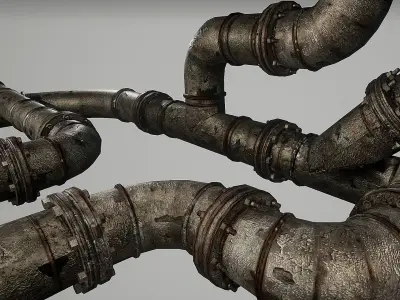 Rusted Pipes Pack  Low-poly 3D model