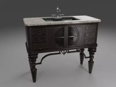 victorian art style sink Low-poly 3D model