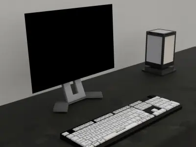Study and computer table Free low-poly 3D model